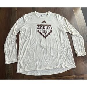 Adidas Texas A&M Aggies Long Sleeve T Shirt Men's XL Off White Cream AEROREADY